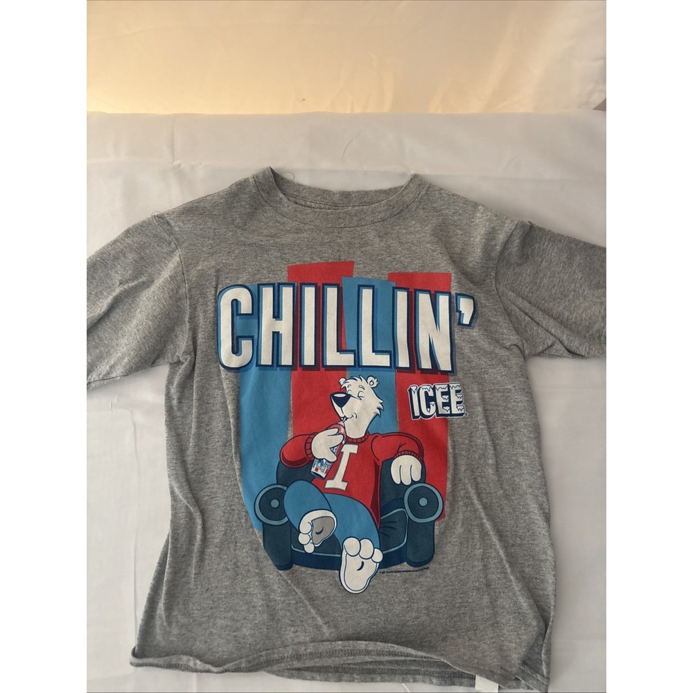 ICEE Chillin Boys Shirt Size Small 6/7 Gray T-Shirt Polar Bear Mascot Graphic